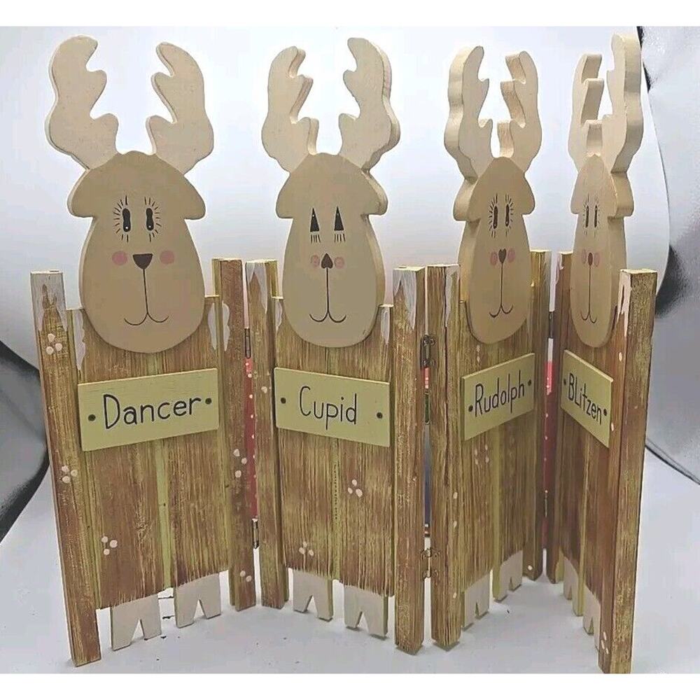 VTG Holiday Screens Christmas Dancer Cupid Rudolph Blitzen Fireplace Screen‎ 15"